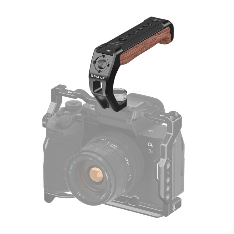 PULUZ Arri Metal Wood Wooden Top Handle with Cold Shoe Mount for Mirrorless Camera Cage Stabilizer, Metal Wooden Top Handle Metal Wooden Top Handle