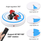 PULUZ 45cm Remote Control Adjusting Speed Rotating Turntable Display Stand with Power Socket, White, Load 100kg, 45cm Load 100kg White US Plug with Power Socket, 45cm Load 100kg White UK Plug with Power Socket                                           ...