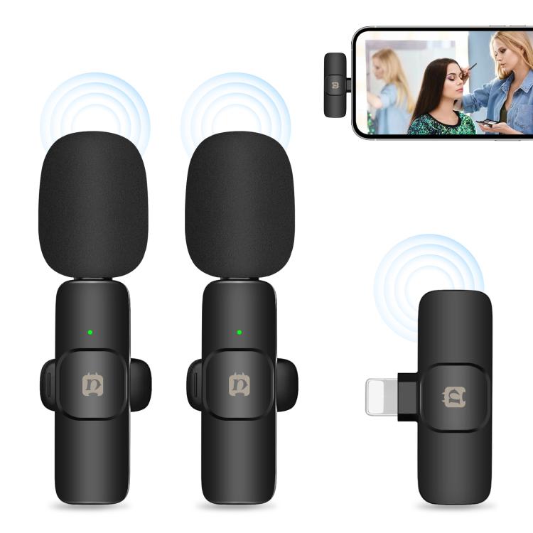 PULUZ Wireless Lavalier Noise Reduction Reverb Microphones for iPhone / iPad, 8-Pin Receiver Dual Microphones, 8-Pin Receiver and Dual Microphones 8-Pin Receiver and Dual Microphones