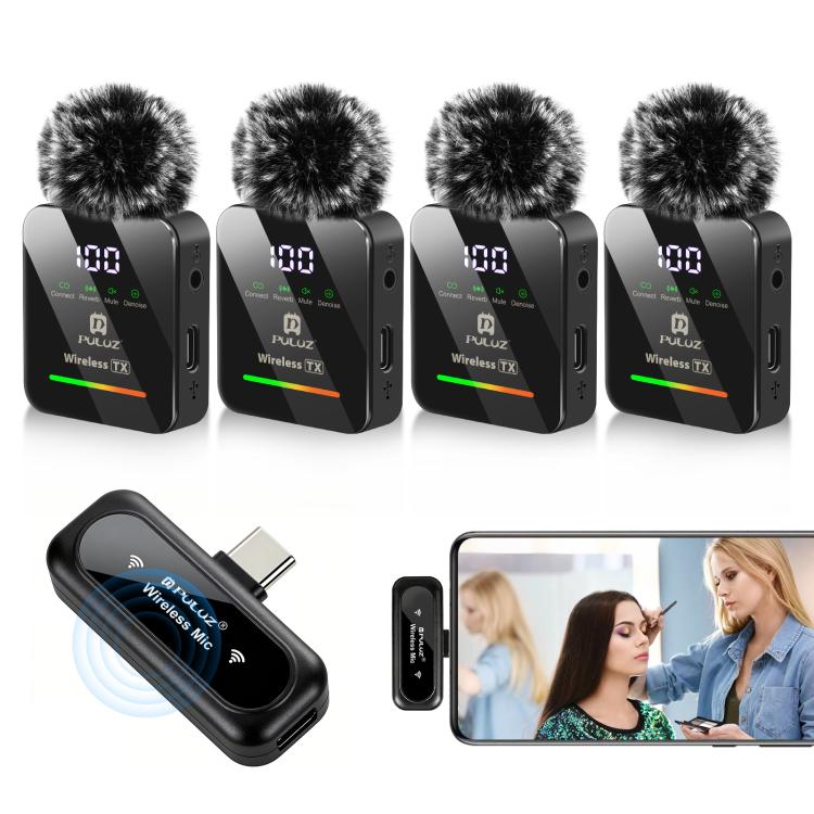 PULUZ 4 TX + 1 RX Wireless Lavalier Microphone, Type-C 4 TX + 1 RX Type-C 4 TX + 1 RX