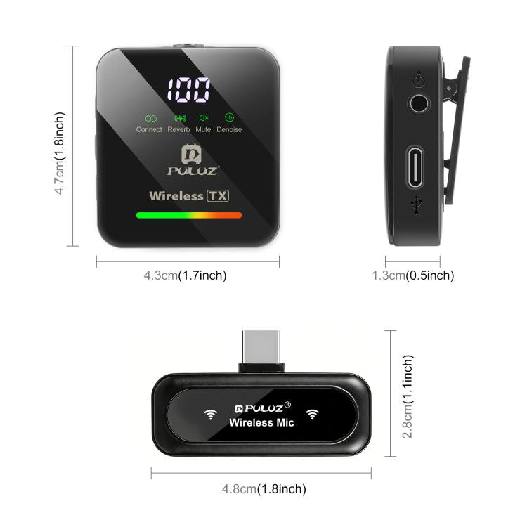 4 TX + 1 RX Wireless Lavalier Microphone, Type-C 4 TX + 1 RX – TPU