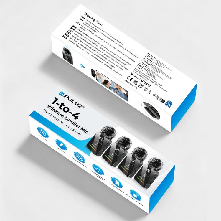 4 TX + 1 RX Wireless Lavalier Microphone, Type-C 4 TX + 1 RX – TPU