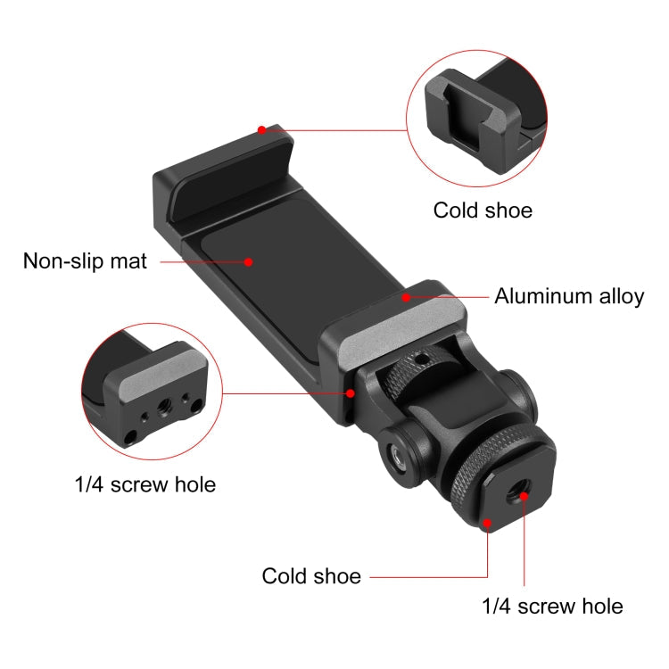 Tripod Head Cold Shoes Aluminum Alloy Phone Clamp Holder Bracket
