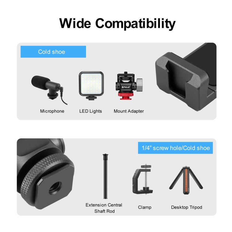 Tripod Head Cold Shoes Aluminum Alloy Phone Clamp Holder Bracket