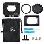 PULUZ for Sony RX0 Aluminum Alloy Protective Cage + 37mm UV Filter Lens + Lens Sunshade with Screws and Screwdrivers, Cage Black, Cage Gold, Cage Blue, Cage Red, Cage Silver