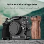 PULUZ Universal Slide Quick Release Side Wooden Handle with Cold Shoe Mount for Camera Cage Stabilizer, Quick Release Side Wooden Handle