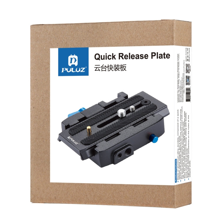 PULUZ Quick Release Clamp Adapter + Quick Release Plate for DSLR & SLR Cameras, QR Plate Black