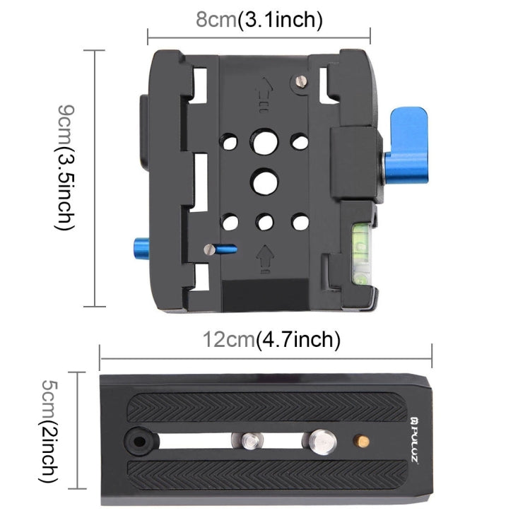 PULUZ Quick Release Clamp Adapter + Quick Release Plate for DSLR & SLR Cameras, QR Plate Black