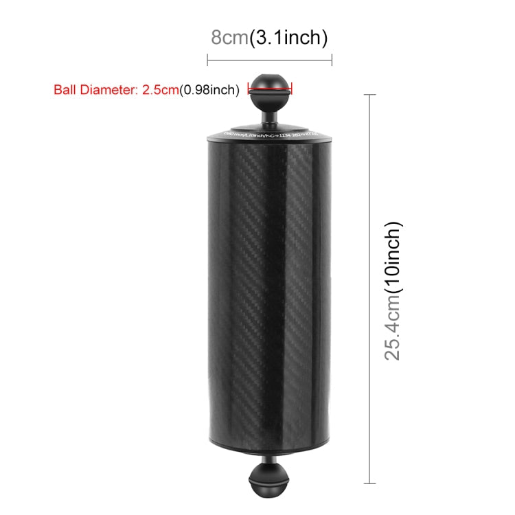 10.0 inch 25.4cm Length 80mm Diameter Dual Balls Carbon Fiber Floating Arm, Ball Diameter: 25mm, Buoyancy: 800g, 10 inch 800g Buoyancy – Durable Build, Easy to Use