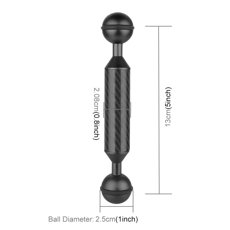 PULUZ 5 inch 13cm Length 20.8mm Diameter Dual Balls Carbon Fiber Floating Arm, Ball Diameter: 25mm, 5 inch Red, 5 inch Black, 5 inch Blue