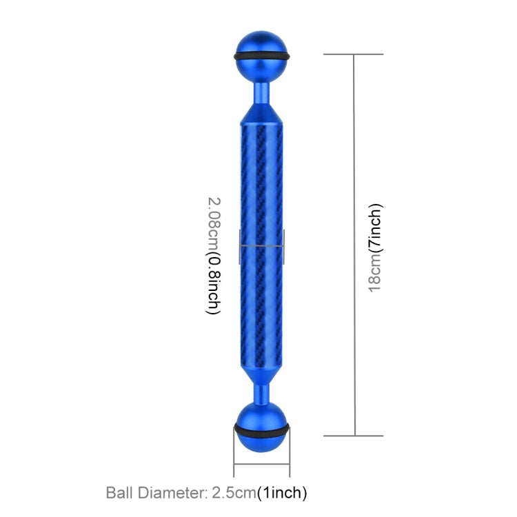 PULUZ 7 inch 18cm Length 20.8mm Diameter Dual Balls Carbon Fiber Floating Arm, Ball Diameter: 25mm, 7 inch Blue