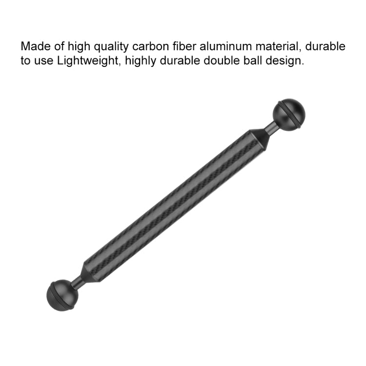 PULUZ 9 inch 23cm Length 20.8mm Diameter Dual Balls Carbon Fiber Floating Arm, Ball Diameter: 25mm, 9 inch Black