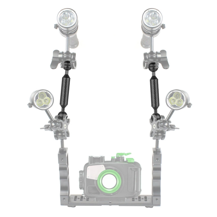 PULUZ 12 inch 30.4cm Length 20.8mm Diameter Dual Balls Carbon Fiber Floating Arm, Ball Diameter: 25mm, 12 inch Black