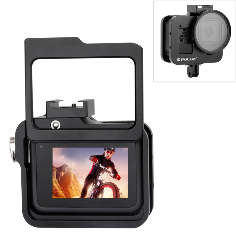 PULUZ Housing Shell CNC Aluminum Alloy Protective Cage with Insurance Frame & 52mm UV Lens for GoPro HERO8 Black, For HERO8 Black with Frame For HERO8 Black with Frame PU358B