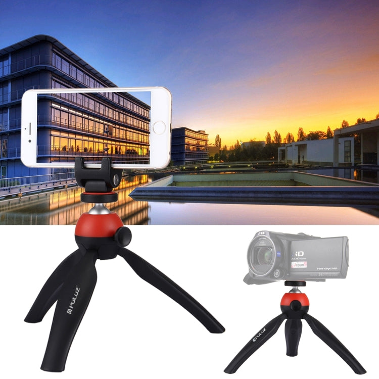 PULUZ Pocket Mini Tripod Mount with 360 Degree Ball Head & Phone Clamp for Smartphones, Tripod + Clamp Tripod + Clamp Red