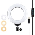 PULUZ 4.7 inch 12cm USB 3 Modes Dimmable LED Ring Selfie Beauty Vlogging Photography Video Lights with Tripod Ball Head, 4.7 inch with Ball Head 4.7 inch with Ball Head Black