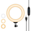 PULUZ 6.2 inch 16cm USB 3 Modes Dimmable LED Ring Vlogging Photography Video Lights with Tripod Ball Head, 6.2 inch 6.2 inch Black