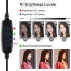 PULUZ Round Base Desktop Holder + 4.7 inch 12cm 3 Modes USB Dimmable LED Ring Vlogging Video Light, Adjustable Height: 15.5cm-25.5cm, Desktop Mount+4.7 inch