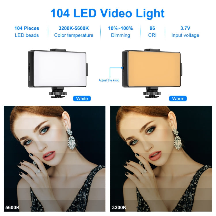 104 LED 3200K / 5600K Dimmable Video Light on-Camera Photography Lighting Fill Light for Canon, Nikon, DSLR Cameras, 104 LED Dimmable Light – TPU