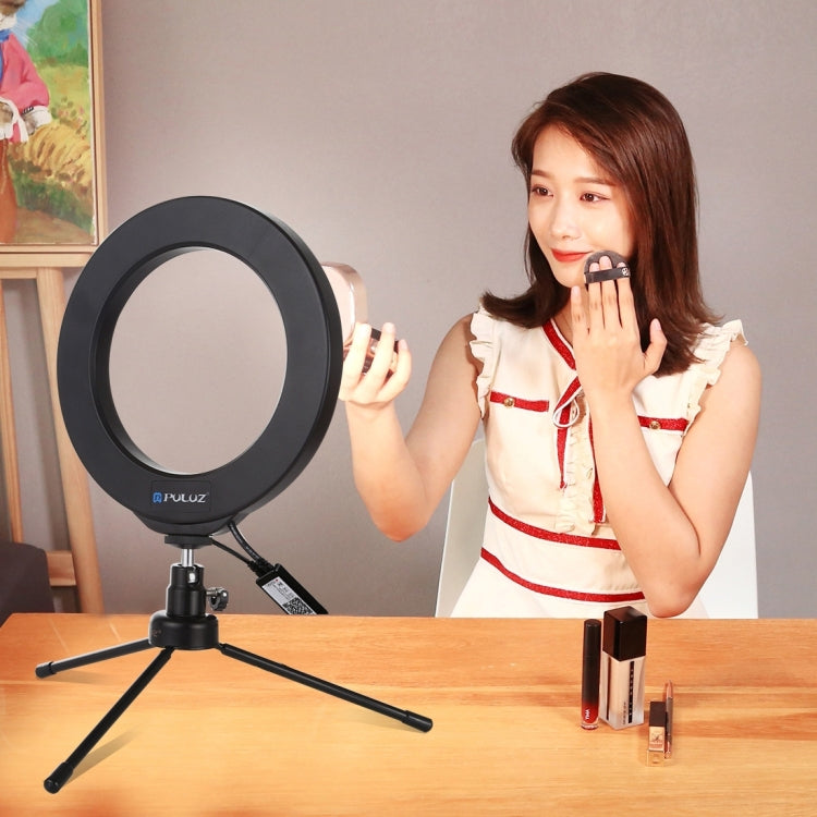 PULUZ 6.2 inch 16cm USB RGBW Dimmable LED Ring Vlogging Photography Video Lights with Cold Shoe Tripod Ball Head & Remote Control, 6.2 inch RGBW / Remote