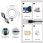 PULUZ 6.2 inch 16cm USB RGBW Dimmable LED Ring Vlogging Photography Video Lights with Cold Shoe Tripod Ball Head & Remote Control, 6.2 inch RGBW / Remote