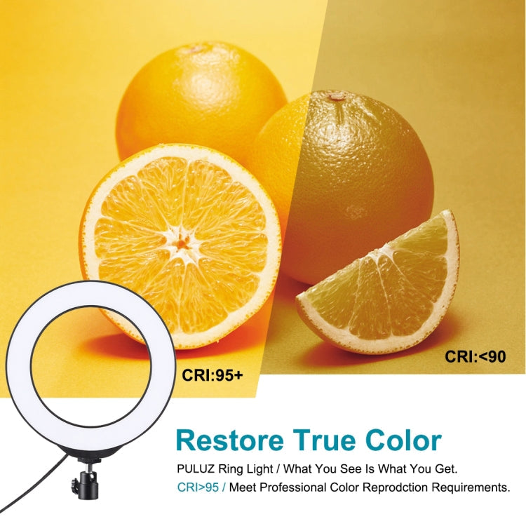 PULUZ 6.2 inch 16cm USB RGBW Dimmable LED Ring Vlogging Photography Video Lights with Cold Shoe Tripod Ball Head & Remote Control, 6.2 inch RGBW / Remote