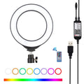 PULUZ 6.2 inch 16cm USB RGBW Dimmable LED Ring Vlogging Photography Video Lights with Cold Shoe Tripod Ball Head & Remote Control, 6.2 inch RGBW / Remote 6.2 inch RGBW Remote Black