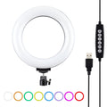 PULUZ 6.2 inch 16cm USB 10 Modes 8 Colors RGBW Dimmable LED Ring Vlogging Photography Video Lights with Tripod Ball Head, 6.2 inch RGBW 6.2 inch RGBW Black