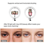 PULUZ 10.2 inch 26cm USB 10 Modes 8 Colors RGBW Dimmable LED Ring Vlogging Photography Video Lights with Cold Shoe Tripod Ball Head & Phone Clamp, 10.2 inch RGBW
