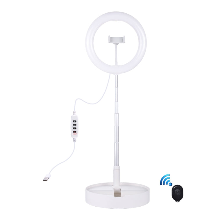 PULUZ 10.2 inch 26cm USB 3 Modes Dimmable Dual Color Temperature LED Curved Ring Vlogging Selfie Photography Video Lights with Bluetooth Remote Shutter & Folding Desktop Holder & Phone Clamp