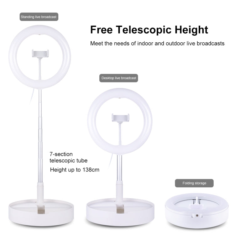 PULUZ 10.2 inch 26cm USB 3 Modes Dimmable Dual Color Temperature LED Curved Ring Vlogging Selfie Photography Video Lights with Bluetooth Remote Shutter & Folding Desktop Holder & Phone Clamp