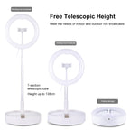 PULUZ 10.2 inch 26cm USB 3 Modes Dimmable Dual Color Temperature LED Curved Ring Vlogging Selfie Photography Video Lights with Bluetooth Remote Shutter & Folding Desktop Holder & Phone Clamp