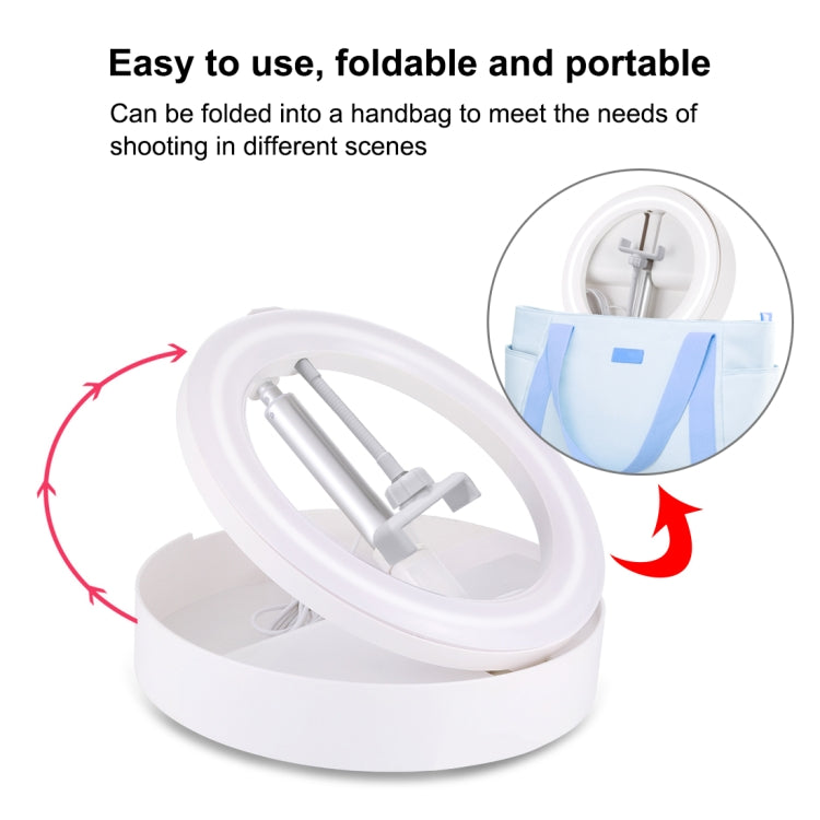 PULUZ 10.2 inch 26cm USB 3 Modes Dimmable Dual Color Temperature LED Curved Ring Vlogging Selfie Photography Video Lights with Bluetooth Remote Shutter & Folding Desktop Holder & Phone Clamp