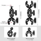 Motorcycle Dual-heads Crab & Single Heads Clamps Handlebar Fixed Mount 150cm Selfie Stick, Dual-heads Crab & Single Heads Clamps – Aluminum Alloy
