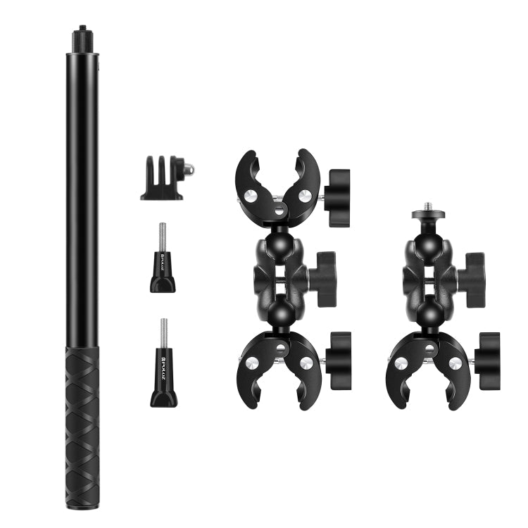 Motorcycle Dual-heads Crab & Single Heads Clamps Handlebar Fixed Mount 150cm Selfie Stick, Dual-heads Crab & Single Heads Clamps – Aluminum Alloy