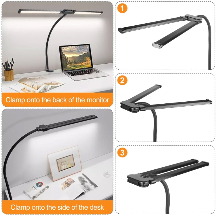 Gooseneck Tube LED Fill Light Double Head Clip Desk Lamp – Durable Build, Easy to Use