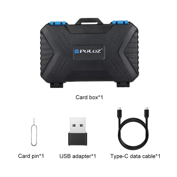 Card Reader + 22 in 1 Memory Card Case for 1Standard SIM + 2Micro-SIM + 2Nano-SIM + 3CF + 7SD + 6TF + 1CARD PIN, 22 in 1 + Card Reader – Card Slot, Data Transmission