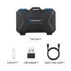 Card Reader + 22 in 1 Memory Card Case for 1Standard SIM + 2Micro-SIM + 2Nano-SIM + 3CF + 7SD + 6TF + 1CARD PIN, 22 in 1 + Card Reader – Card Slot, Data Transmission