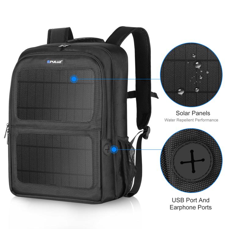 Solar Power Outdoor Portable Camera Dual Shoulders Backpack Laptop Bag, Solar Shoulders Backpack – Waterproof, Leather, TPU