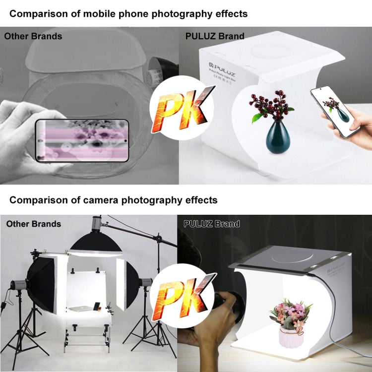 PULUZ 20cm Folding Portable 550LM Light Photo Lighting Studio Shooting Tent Box Kit with 6 Colors Backdrops (Black, White, Orange, Red, Green, Blue), Unfold Size: 24cm x 23cm x 23cm, 20cm Box, 20cm Box(US)