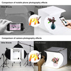 PULUZ 20cm Include 2 LED Panels Folding Portable 1100LM Light Photo Lighting Studio Shooting Tent Box Kit with 6 Colors Backdrops (Black, White, Yellow, Red, Green, Blue), Unfold Size: 24cm x 23cm x 23cm, 20cm(2 LED/RU), 20cm(2 LED)