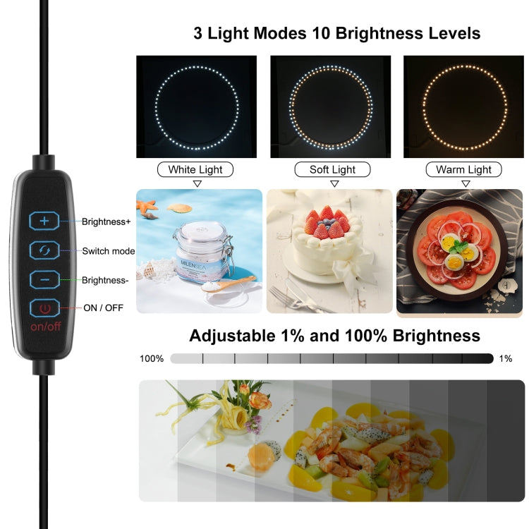 PULUZ 25cm Folding Portable 3 Modes Dual Color Temperature Ring Light Photo Lighting Studio Shooting Tent Box with 6 x Dual-side Color Backdrops, Size: 25cm x 25cm x 25cm, 25cm 3 Color Temp. Box Black