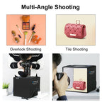 PULUZ 25cm Folding Portable 3 Modes Dual Color Temperature Ring Light Photo Lighting Studio Shooting Tent Box with 6 x Dual-side Color Backdrops, Size: 25cm x 25cm x 25cm, 25cm 3 Color Temp. Box Black