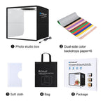 PULUZ 25cm Folding Portable 3 Modes Dual Color Temperature Ring Light Photo Lighting Studio Shooting Tent Box with 6 x Dual-side Color Backdrops, Size: 25cm x 25cm x 25cm, 25cm 3 Color Temp. Box Black