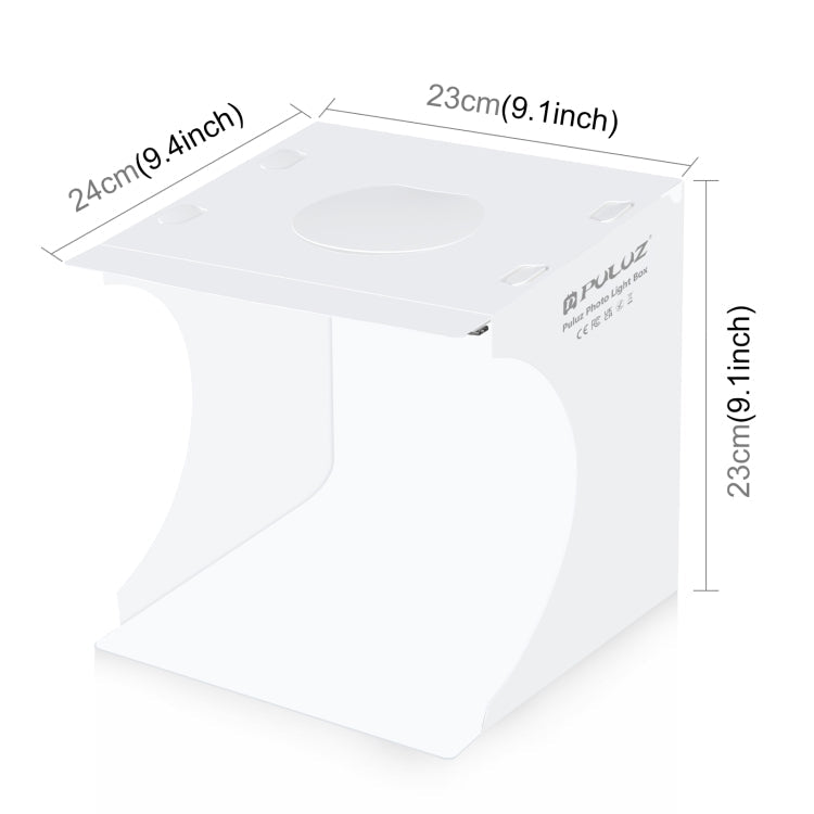 PULUZ 20cm Include 2 LED Panels Folding Portable 1100LM Light Photo Lighting Studio Shooting Tent Box Kit with 2 Colors Backdrops (Black, White), Unfold Size: 24cm x 23cm x 23cm, 20cm with 2 Colors Backdrops (2 LED)
