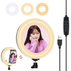 PULUZ 7.9 inch 20cm USB 3 Modes Dimmable Dual Color Temperature LED Curved Light Ring Vlogging Selfie Photography Video Lights with Mirror, 7.9 inch with mirror 7.9 inch with mirror
