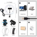 PULUZ 7.9 inch 20cm USB 3 Modes Dimmable Dual Color Temperature LED Curved Light Ring Vlogging Selfie Photography Video Lights with Mirror, 7.9 inch with mirror