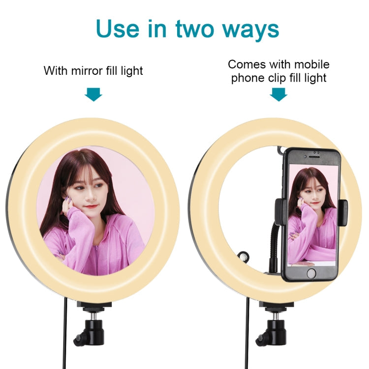 PULUZ 7.9 inch 20cm USB 3 Modes Dimmable Dual Color Temperature LED Curved Light Ring Vlogging Selfie Photography Video Lights with Mirror, 7.9 inch with mirror