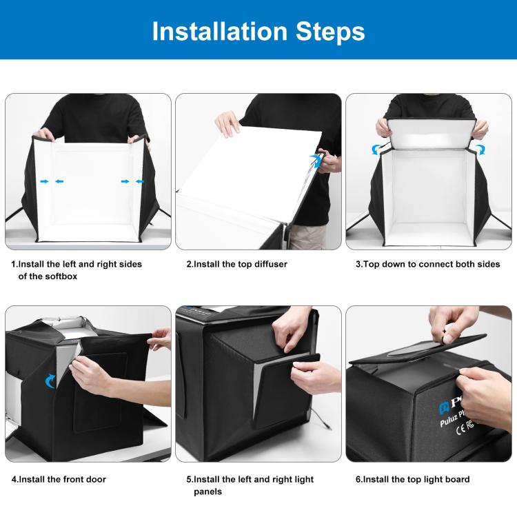 40cm Folding 72W 5500K Studio Shooting Tent Soft Box Photography Lighting Kit with 4 Colors (Black, Orange, White, Green) Backdrops, 40cm Folding 72W(AU Plug), 40cm Folding 72W(EU Plug), 40cm Folding 72W(UK Plug), 40cm Folding 72W(US Plug) –...