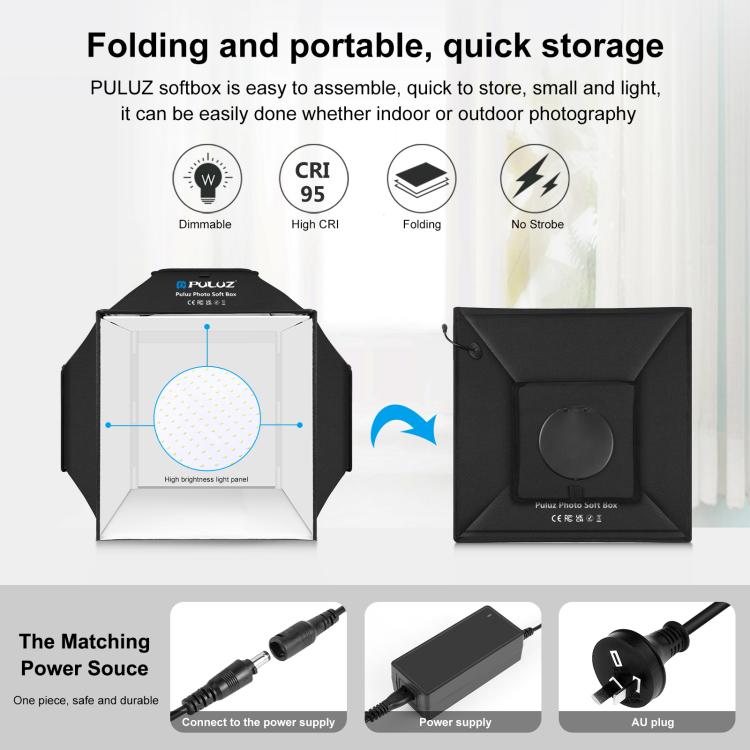 40cm Folding 72W 5500K Studio Shooting Tent Soft Box Photography Lighting Kit with 4 Colors (Black, Orange, White, Green) Backdrops, 40cm Folding 72W(AU Plug), 40cm Folding 72W(EU Plug), 40cm Folding 72W(UK Plug), 40cm Folding 72W(US Plug) –...